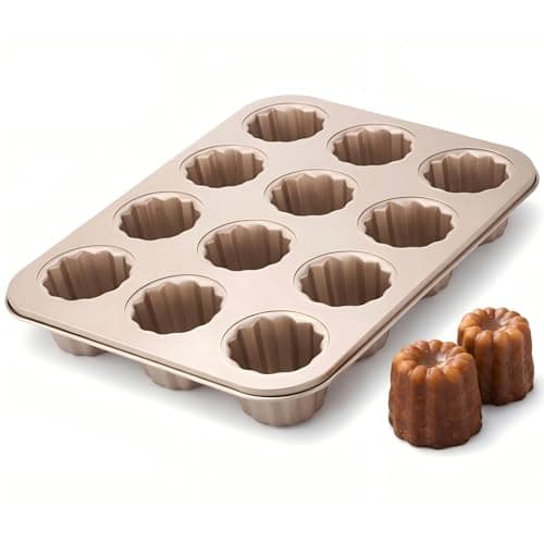 iToids Nonstick Canelé Pan, 12-Cavity Carbon Steel French Pastry Mold, Easy-Release Canelé & Cupcake Bakeware for Oven Baking, Home Bakers, Holidays & Gifts