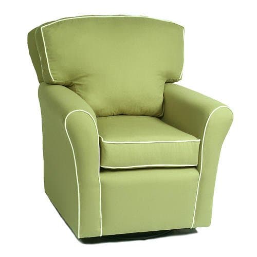 Villa Pillow Back Glider - Pistachio with White Piping Oxford Fabric - Home Furniture, Lounge, Perfect for Living or Nursery Room - Seat on This Stylish, Smooth and Comfortable Chair - Class and Elegance