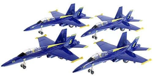 Playmaker Toys 🛦 United States Navy Blue Angels F/A-18 Super Hornet Fighter Jet 9inch Die Cast Model w/ Pullback Action #1, #2, #3, #4, #5, and #6 Set