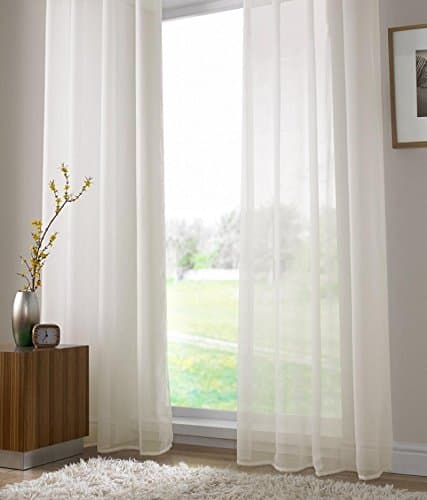 Voile SLOT TOP Curtain CREAM/IVORY 72 inch / 183cm drop QUALITY SHEER VOILE