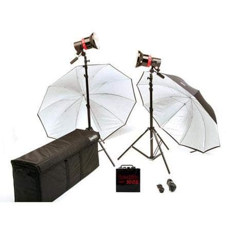 Speedotron 1005CC Deluxe Black Line Color Corrected Location Flash System with 1000 watt Power Supply, 2 #202VFCC Flash Heads, Stands & Accessories