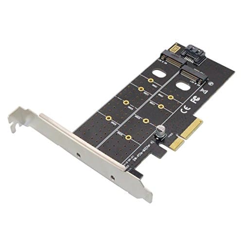 Tanbin Dual M.2 PCIe Adapter, M2 SSD NVME (m Key) or SATA (b Key) 22110 2280 2260 2242 2230 to PCI-e 3.0 x4 Host Controller Expansion Card with Low Profile Bracket for Desktop PCI Express Slot
