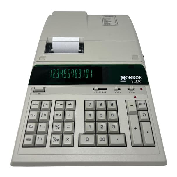 8130X Heavy-Duty 12-Digit Printing Calculator, Enclosed Paper Roll, Fluorescent Display, Office Machine for Accounting and Purchasing Professionals, Ivory