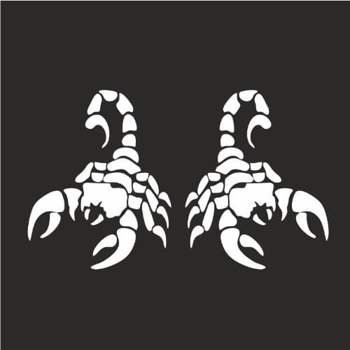 2x (Left & Right Side) Scorpion Zodiac Helmet Gas Tank Motorcycle Decal Sticker M1 3"x 4" Each Reflective White