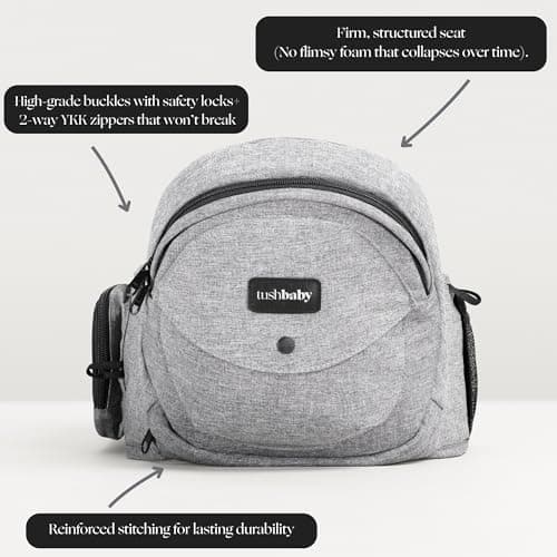TushBaby The Only Safety Certified Hip Seat Baby Carrier with Large Storage Pockets