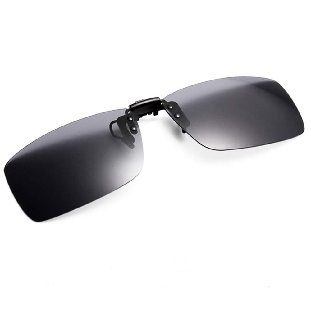 Polarized Clip-on Flip up Metal Clip Sunglasses Unbreakable Driving Fishing Cycling (Grey-big)