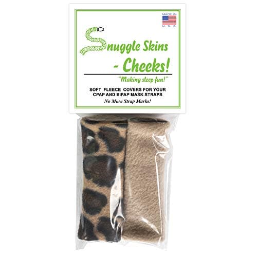 CPAP Strap Covers - Made in The USA - 2-Layered Fleece CPAP Strap Cushions for CPAP Mask Straps - CPAP Headgear Strap Covers for Skin Protection, Soft CPAP Mask Strap Cover (Leopard/Beige)