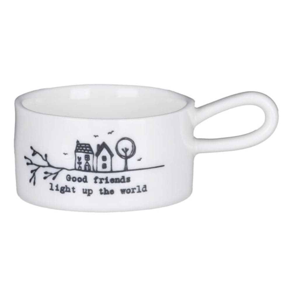East of India Handled Tea Light Holder-Good Friends