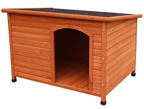 HiCaptain Waterproof Solid Cedar Pet House Deluxe Dog Kennel Universal Fits for Small Medium Large Animals (S:32.8 x 21.8 x 22.2 Inch, Brown)