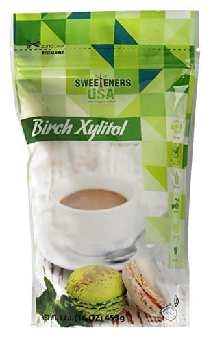 Sweeteners USA 1 LB All natural Pure Birch Xylitol sweetener (Not From Corn) NON GMO - Kosher certified - GLUTEN FREE - PRODUCT OF USA