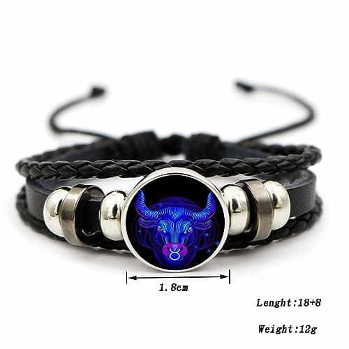 Zodiac Signs Spirit Bracelet Zodiac Bracelet for Women Men Adjustable 12 Constellation Bracelet Multilayer Zodiac Black Leather Bracelets Zodiac Sign Wrap Bracelet for Women Men Birthday Jewelry