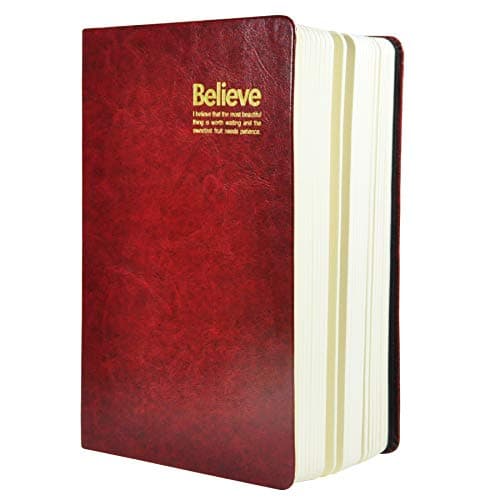 Littfun Leather Journals Thick Writing Notebook Soft Cover Journal 320 Sheets Lined Diary for Men Women (dark red blank paper) Office Product