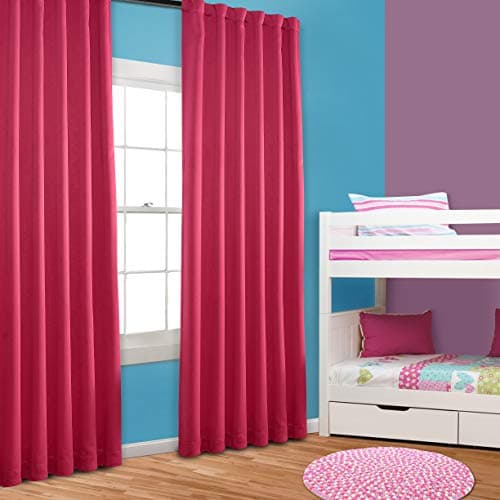 MYSKY HOME Back Tab and Rod Pocket Thermal Insulated Blackout Curtains Drapes for Office Room, Fuschia Pink, 52 inch Wide by 84 inch Long (2 Panel Set)