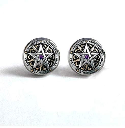 Wiccan Ear Nail Magick Wicca Pentagram Ear Studs Occult Stud Earrings, Jewelry, Glass Earrings
