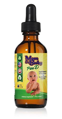 Mom & Baby Pure Vitamin-D - Best Liquid Vit D Supplement - Perfect Potency Natural Vitamin D for Breastfeeding Babies – 400 IU Vitamin-D3 Per Drop - Best Absorption for all the family - 2oz bottle