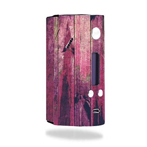 Decal Sticker Skin WRAP - Wismec Reuleaux RX200 - Wood with Pink on Wooden Old Vintage Background