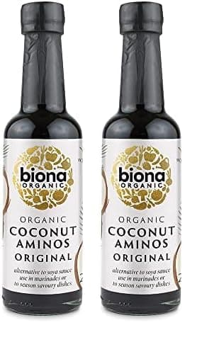 Biona Organic Original Coconut Aminos 250 ml - Certified Organic Coconut Sap and Sea Salt - Alternative to Soya Sauce - Gluten and Soy Free - Naturally Vegan (Pack of 2)