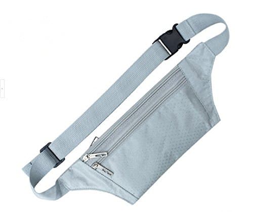 Slim Undercover Money Belt Travel Waist Bag (Silvery Grey)