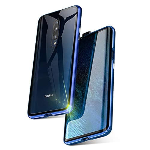 ZAKON 360° Full Body Case for OnePlus 7 Pro,[HD Clear Touchable Protective Front and Strong Tempered Glass Back] with Built-in Screen Protector Magnetic Adsorption Metal Protection Cover 1+7 Pro Blue