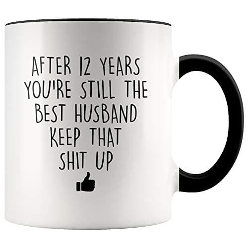 YouNique Designs 12 Year Anniversary Coffee Mug for Him, 11 Ounces, 12th Wedding Anniversary Cup For Husband, Twelve Years, Twelfth Year, 12th Year