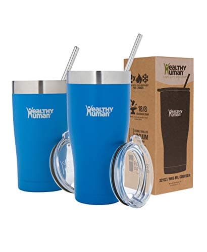 Healthy Human Insulated Stainless Steel Tumbler Travel Cruiser Cup with Straw and Lid 20 oz Bahama