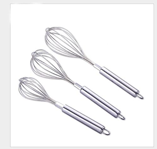 Yannic Balloon Whisk,Wire Whisk, Set of 3 8-inch/10-inch/12-inch (Round Handle)