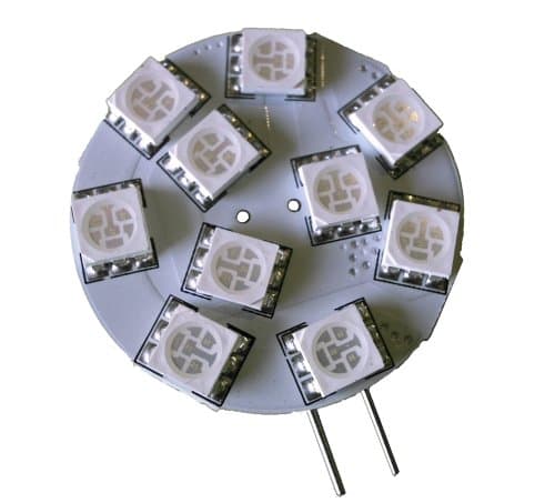 G4 Bipin Base 10 LED Disk Lamp - Side Pin Position for Marine Boat, RV, Auto and DIY (Green)