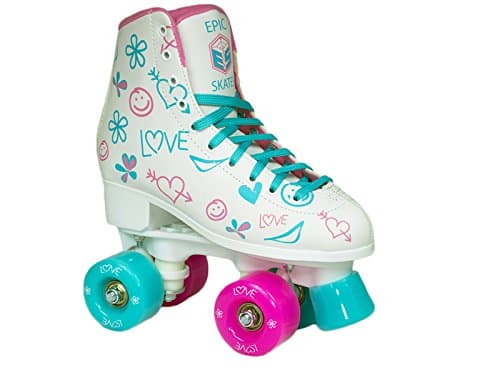 Epic Frost High-Top Indoor/Outdoor Quad Roller Skates w/ 2 pr of Laces (Pink & Blue) - Children's