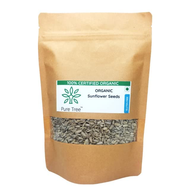 Pure Tree Certified Organic Sunflower Seeds | 250 g | Surajmukhi ke Beej | Raw Sunflower Seeds | Organic Seeds for Eating Rich In Healthy Fats & Fiber
