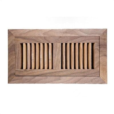 American Walnut Flush Mount Wood Vent Cover With Frame & Metal Damper Size: 4" x 12"