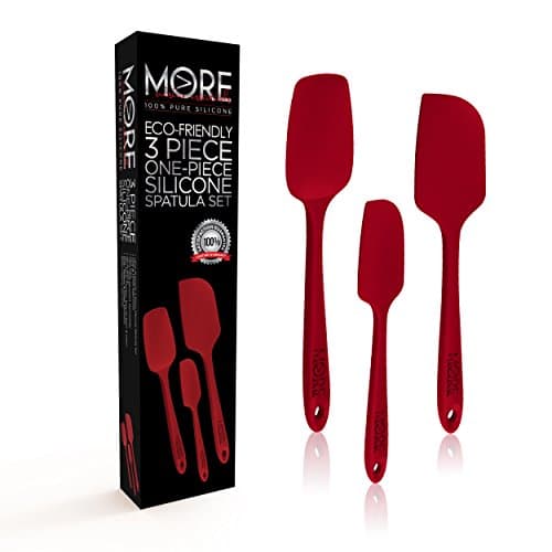 More Cuisine Essentials - 3 DAY July SALE, Original Eco-Friendly 3 Piece Silicone Spatula Set - Ergonomically Designed Handles w/ Steel Core