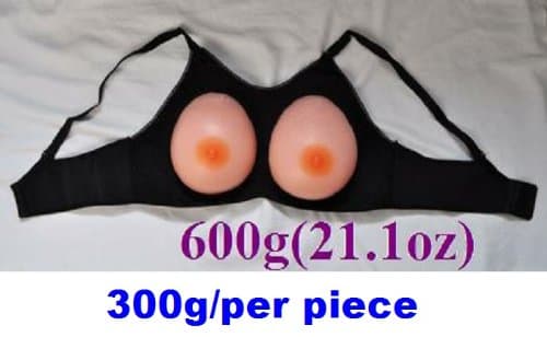 600g Strap on Silicone Breast Form Cross Dresser Mastectomy Cosplay W/an Adjustable Black Holster Size 3/ B-C Minus Cup