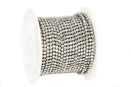 THREE TO ONE Rhinestone Crystal Claw Chain Clear Beaded Trim Sewing Craft for DIY crafting 32.8 Feet Color White Jewels 2MM