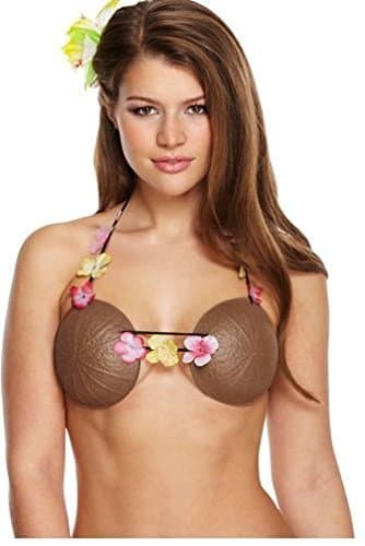 HENBRANDTHAWAIIAN COCONUT HULA BRA BIKINI TOP FOR BEACH PARTY CARIBBEAN FANCY DRESS COSTUME NIGHT LEI FLOWER NECKLACE ACCESSORY - U09 710