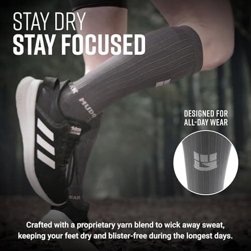 MudGear Graduated Compression Socks, Durable, Sweat-Resistant OCR Performance Socks with Cushioned Footbed, Made in USA
