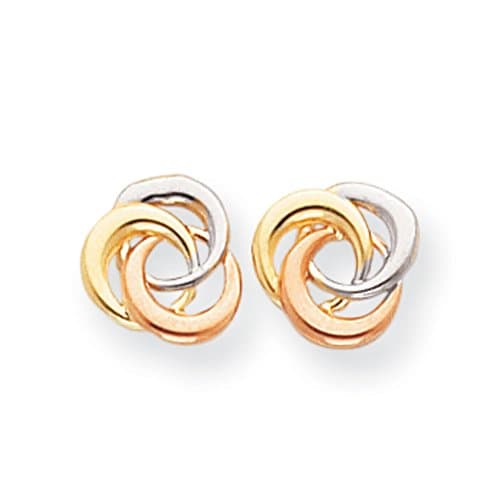14k Tri Color Gold Polished Knot Stud Earrings