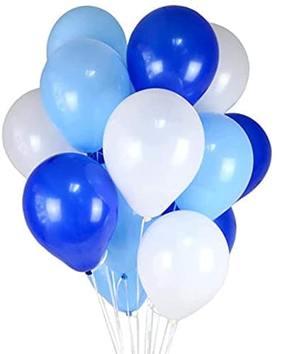 12 Inch White Blue and Light Blue Balloons,100 Pack 12” Latex Balloons for Party Decoration Birthday Wedding Photo Shoot Event Graduation Party Christmas Baby Party