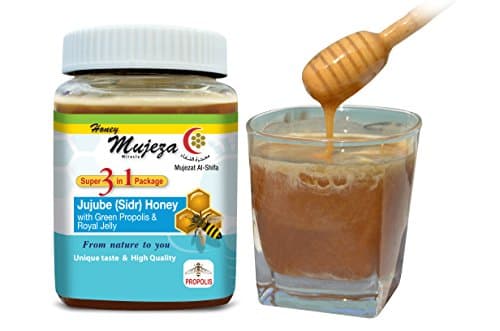 Super 3in1 Raw Mountain Sidr Honey with Propolis & Royal Jelly500g/17.6 oz Gluten Free Non Gmo Raw Honey- Kosher