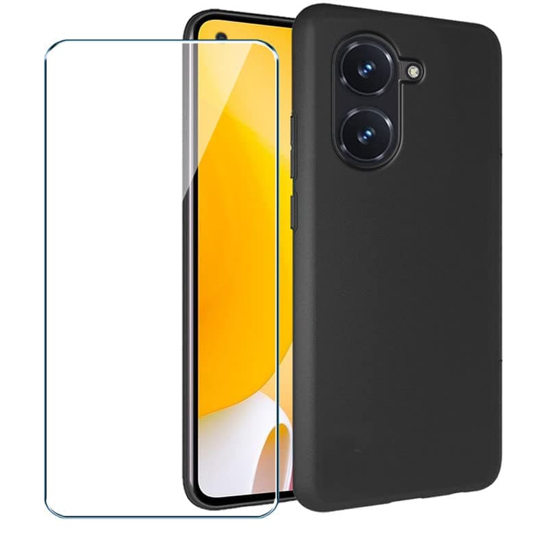 Xiangyun Case Compatible with Asus Zenfone 9 (5.9") Black Case with 1 Tempered Glass Screen Protector, Slim Soft Silicone TPU Phone Case Cover (Clear)