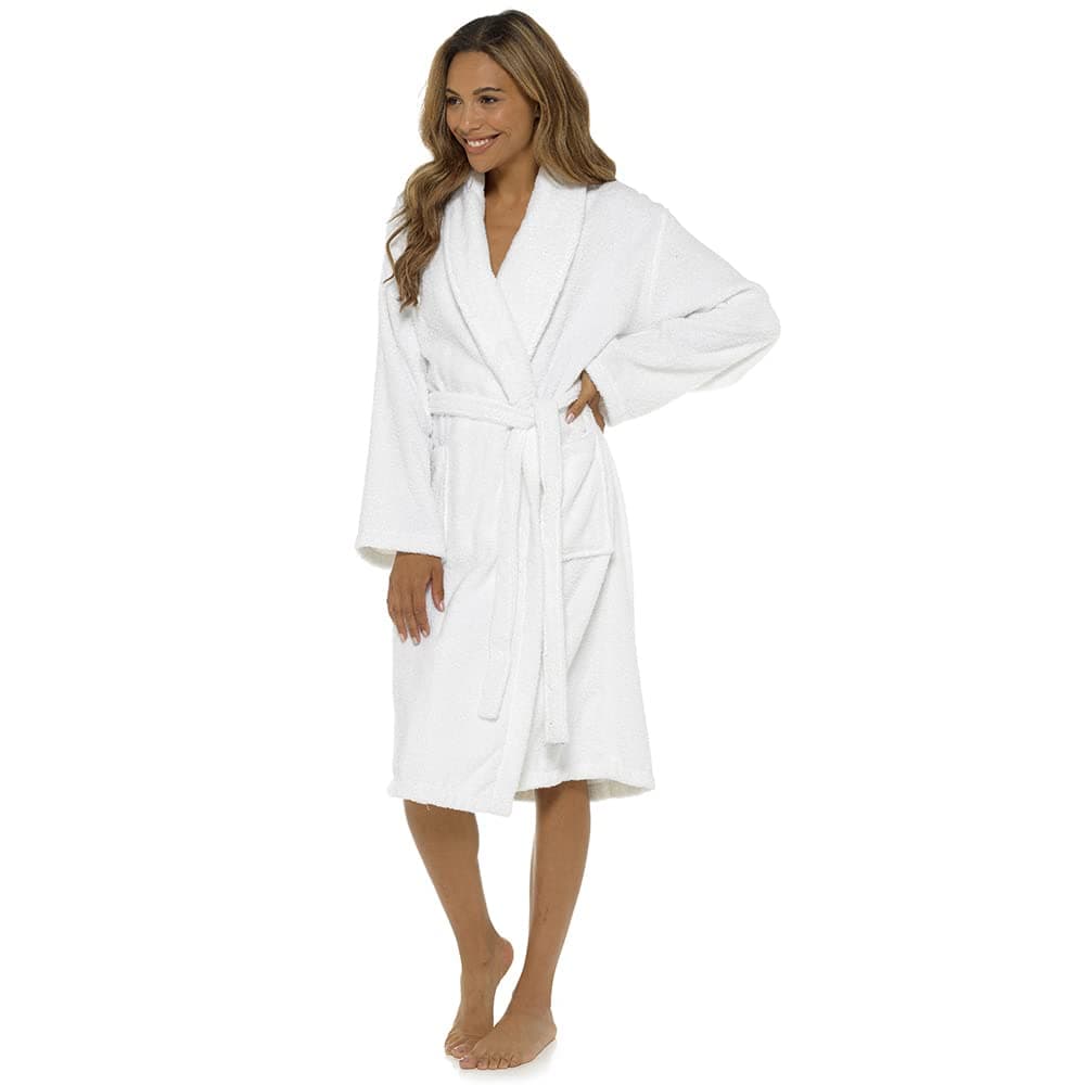 Ladies 100% Cotton Towelling Bath Robe Dressing Gown Wrap Nightwear Hooded & Non Hooded