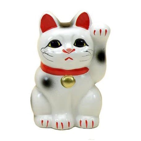 Tokoname Maneki NekoWare 3.94'' White Color Fuku Made in Japan (Light Hand)