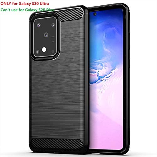 LuckyMi Case for Samsung Galaxy S20 Ultra Phone,Galaxy S20 Ultra Case,TPU Shock Absorption Technology Full Protective Case Carbon Fiber Cover for Galaxy S20 Ultra Smartphone (Black)