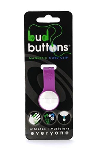 Bud Buttons by SPRK - Magnetic Headphone & Earbud Cord Organizer - Sure Stay Clip Great for Musicians, Runners & Outdoor Fitness (Purple/White)