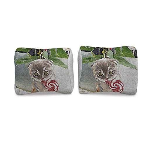 EnjoyIt Cat Eating Lollipop Neck Pillow with Perfect Design Cotton Linen Surface and Memory Foam Insert, One Pair(Made in EnjoyIt )