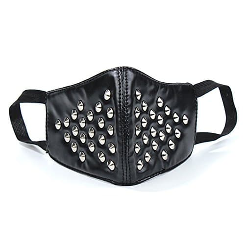 Jeilwiy Leather Mask Spike Mask Biker Half Face Mask Workout Sports Protective Punk Mask Cosplay Gifts