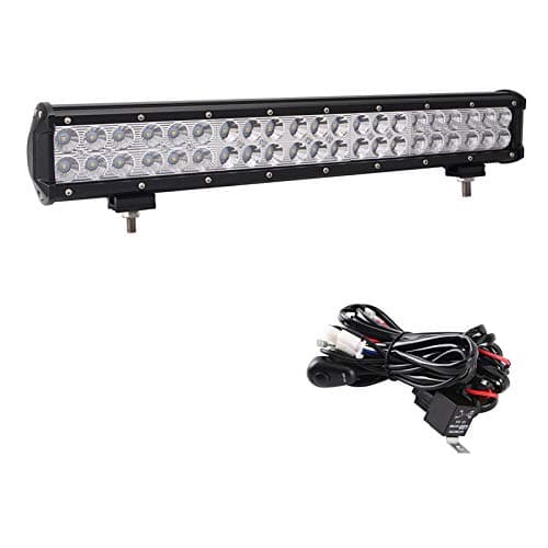 Glotech 20" 126W Cree Led Light Bar Spot Flood Combo Beam IP67 Waterproof With Remote Wiring Harness Kit For Offroad, Truck, ATV, UTV