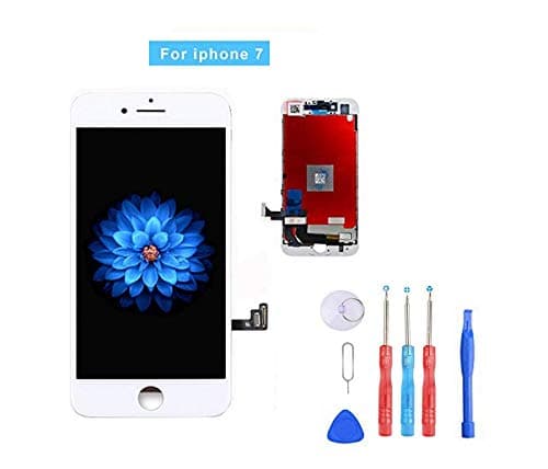 Screen Replacement Compatible with iPhone 7 4.7 Inch LCD - Compatible with iPhone 7 3D Touch Screen Display Repair Kit Assembly with Complete Repair Tools (White)