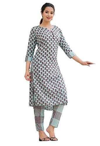 Outlook Wear Rayon Hand Block Printed Kurti with Rayon Pant and Printed Matching Mask-A-ST-00172-