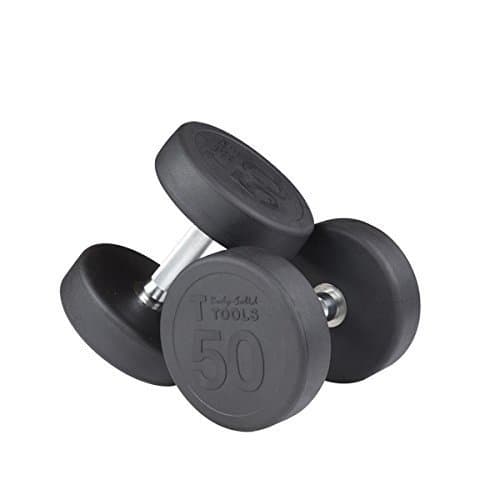 Body Solid Iron SDPS550 Rubber Round Dumbbell, 5-50 lb