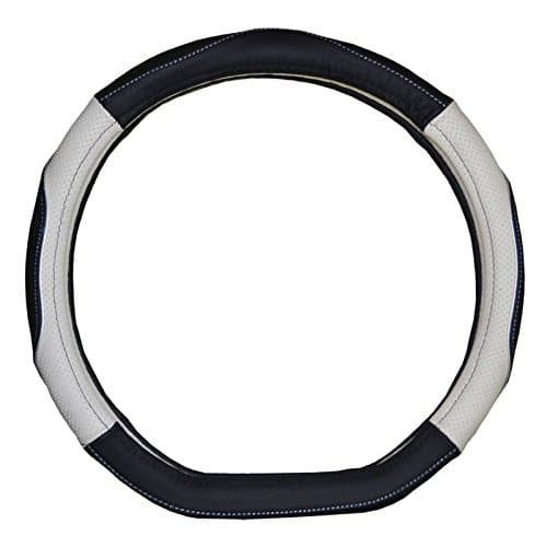 Black and White Color D Ring Genuine Leather Steering Wheel Cover For Custom Car Volkswagen VW Golf 6 Golf 7 GTi Mk7 Polo Auto Steering Accessories 15”